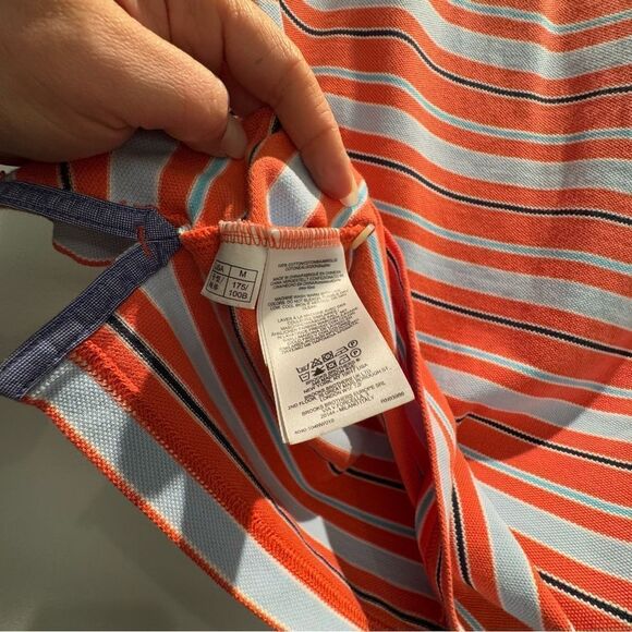 Brooks Brothers - Polo Shirt Orange / Baby Blue Short Sleeve Slim Fit Size M - Picture 4 of 5